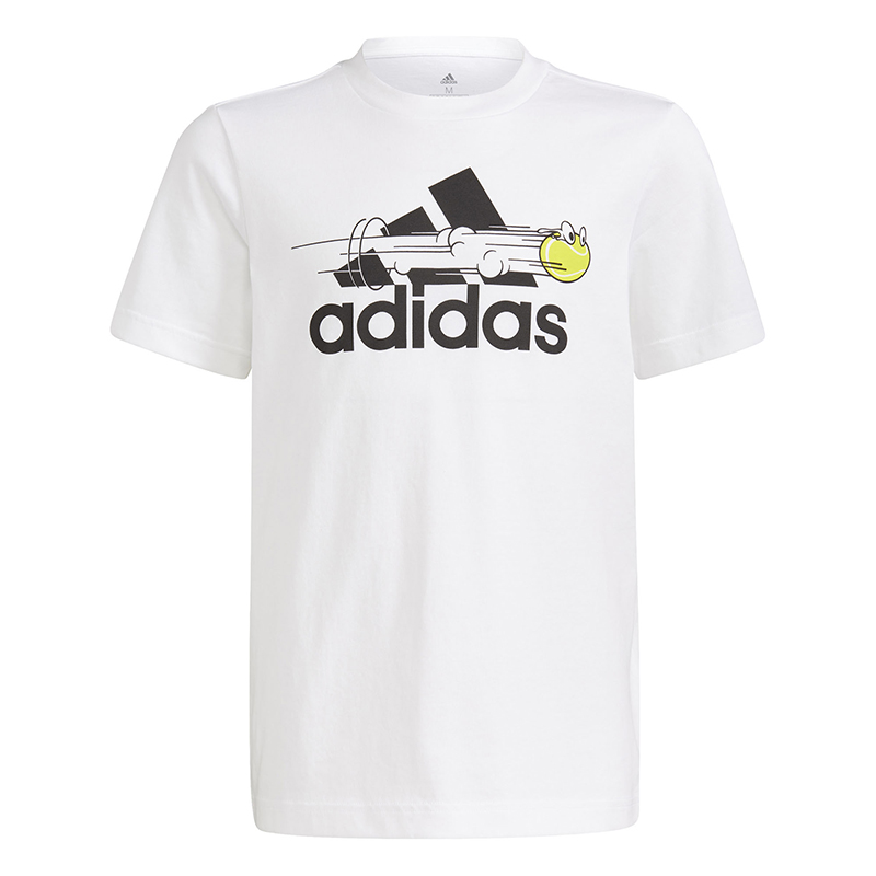 adidas Boys Tennis Graphic Logo Tee (White)