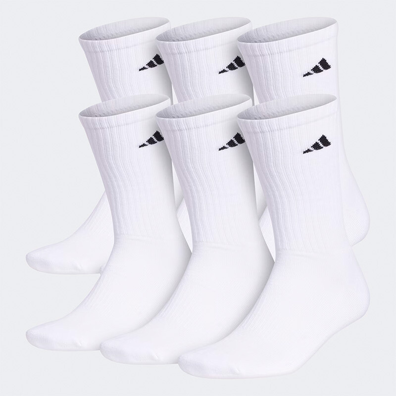 adidas Men's Athletic Cushioned Crew 6-Pack (White)