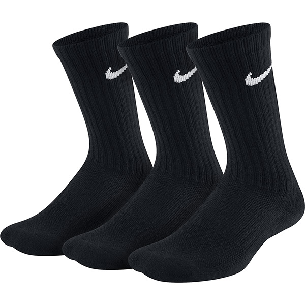 Nike Performance Youth Cushioned Crew Sock (3x) (Black)