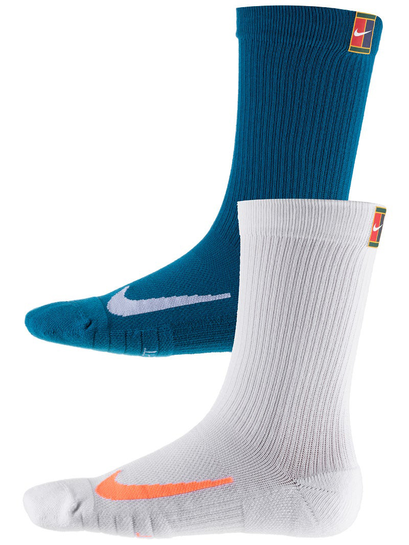 Nike Multiplier Crew Sock (2x) (White/Turquoise)