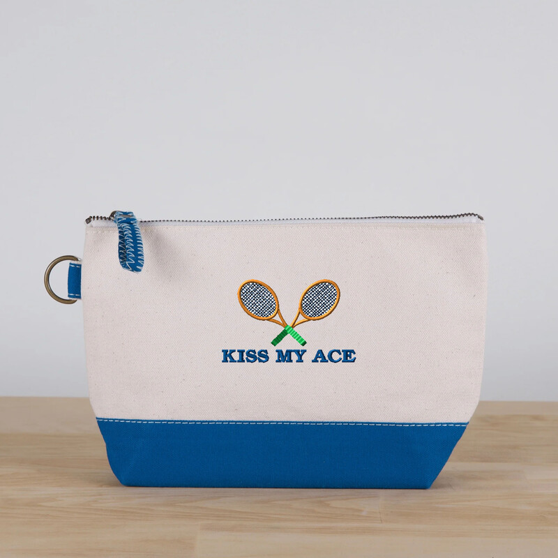 Kiss My Ace Canvas Accessories Bag (Royal)