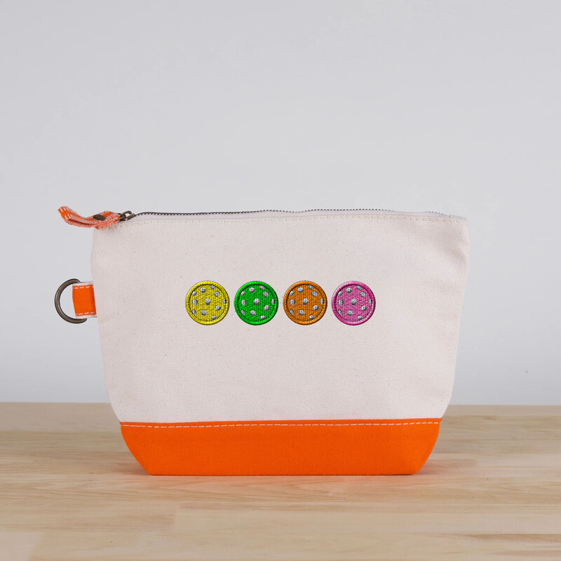 Four Pickleballs Canvas Accessories Bag (Orange)
