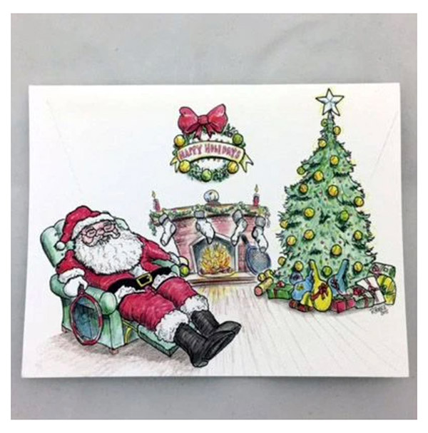 Note Cards-Tired Tennis Santa (8x)