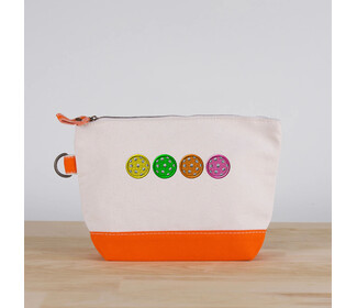 Four Pickleballs Canvas Accessories Bag (Orange)
